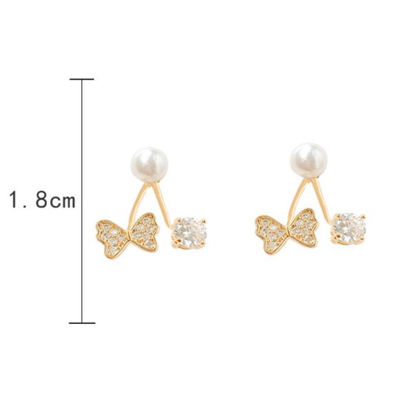 💙💕💕Last one Butterfly Pearl Rhinestone Stud Earrings - Picture 7 of 11